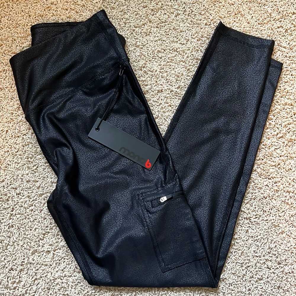 Lead faux leather leggings